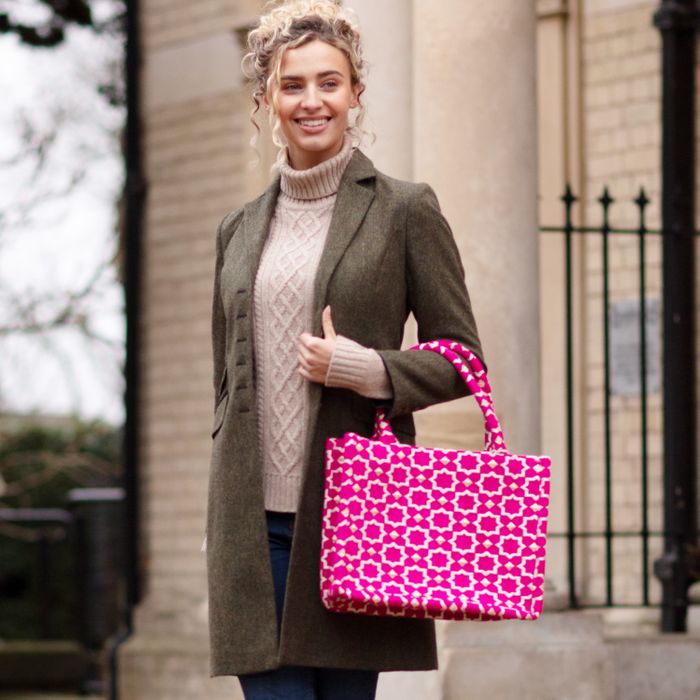 Moroccan Geometric Print Fabric Tote Bag