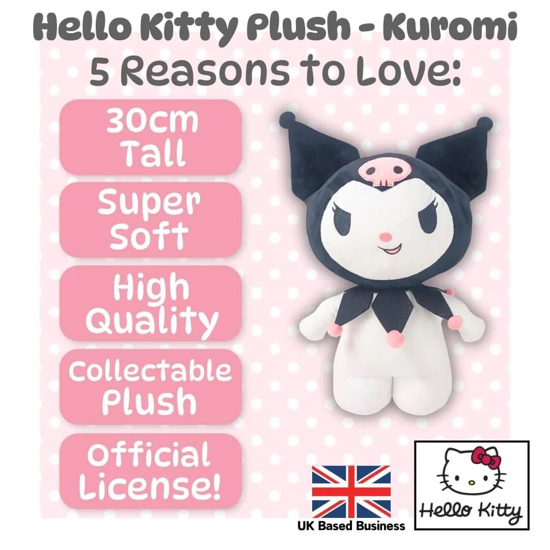 30cm Hello Kitty & Friends Soft Plush Toy - Kuromi