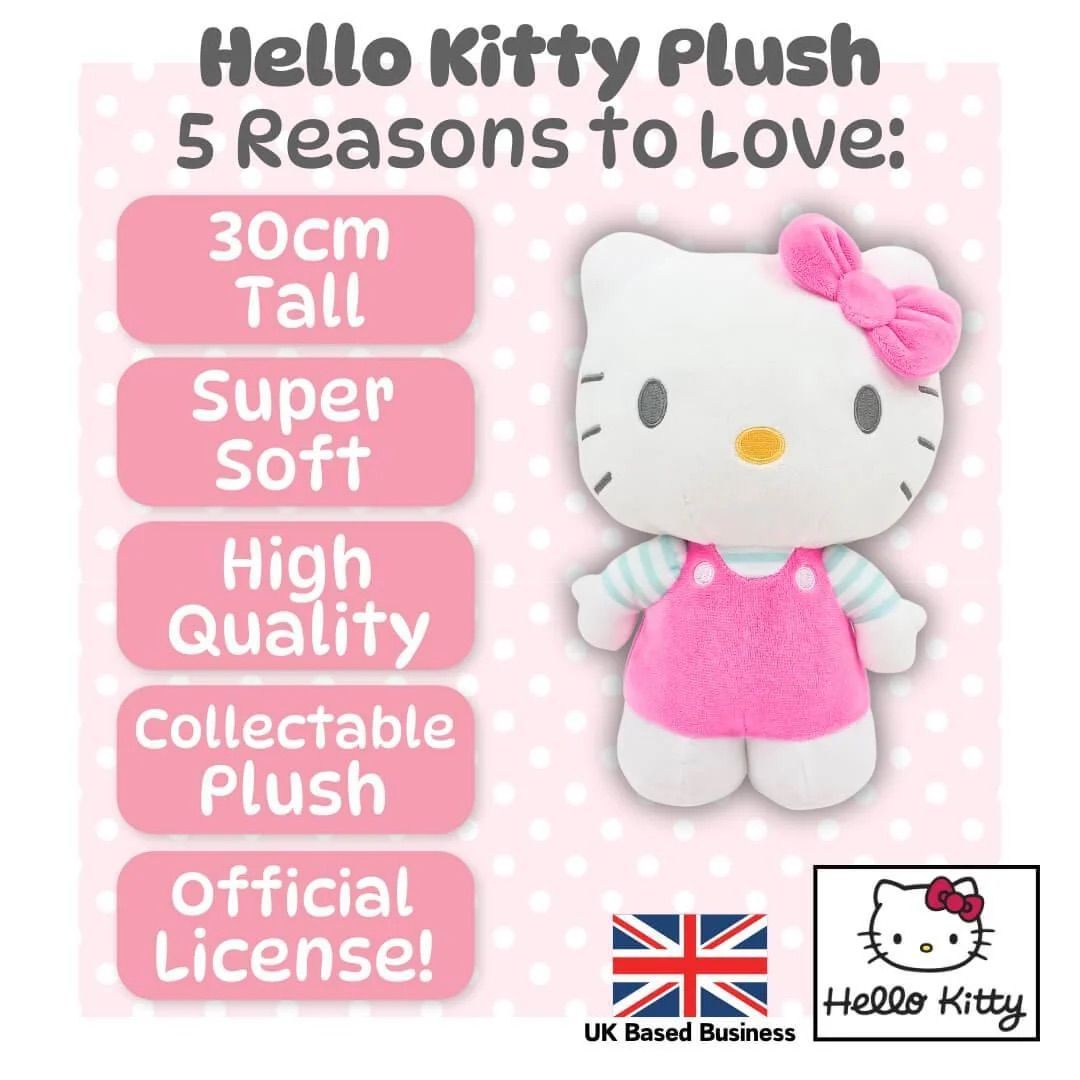 30cm Hello Kitty Soft Plush Toy - Hot Pink