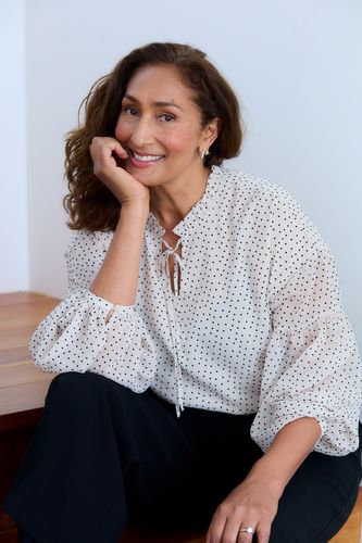 Frill Neck Spot Blouse