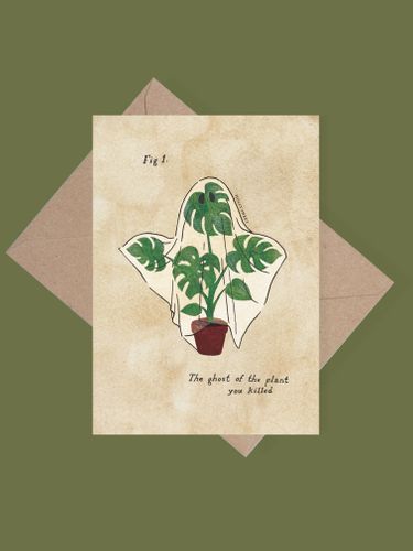 Ghost houseplant humorous greetings card