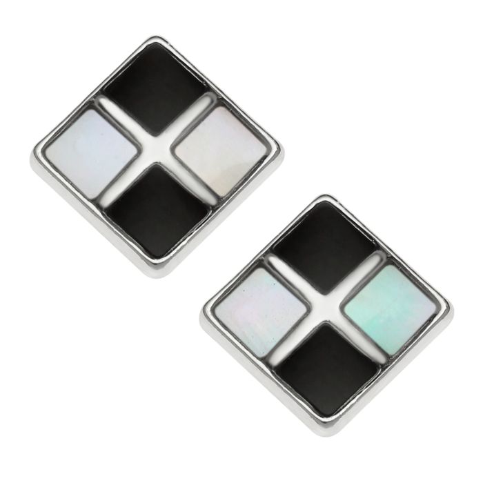 TIDE JEWELLERY -  chequered stud earrings