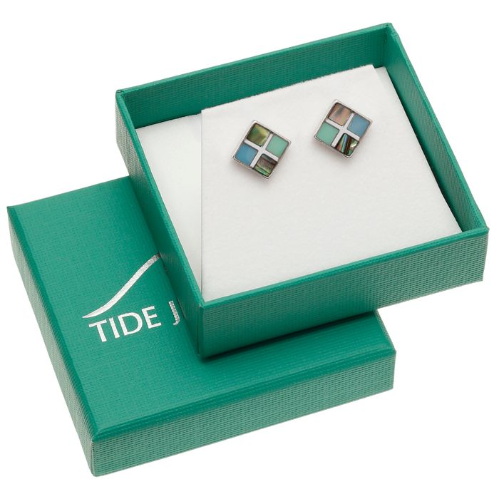 TIDE JEWELLERY -  chequered stud earrings