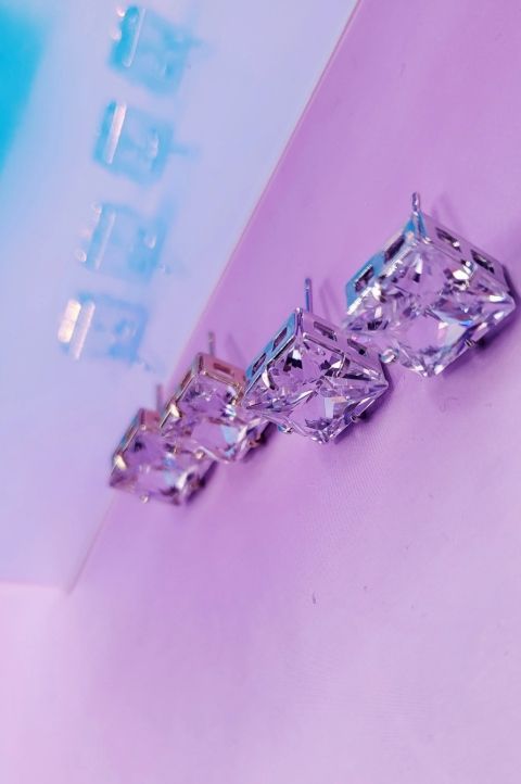 Square Crystal Stud Earrings