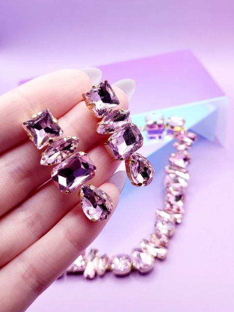 Aminra Crystal Duo Necklace & Earrings