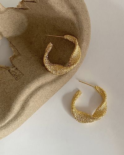 Textured Twist Hoop Earrings in Gold
