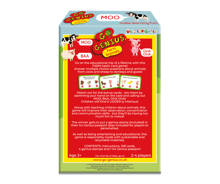 Go Genius Junior Farm Animals - The Card Game