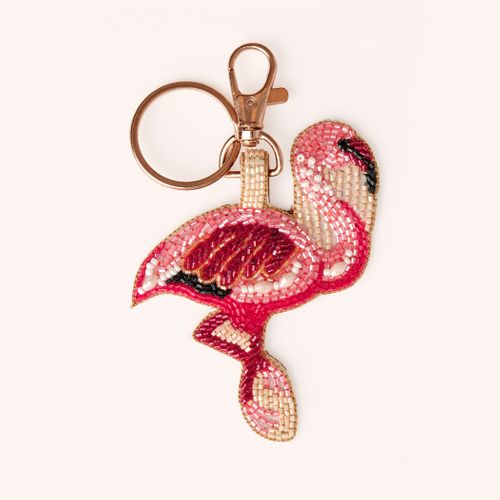 Powder Design - Flamingo Beaded Keyring (SKU: KEY36)