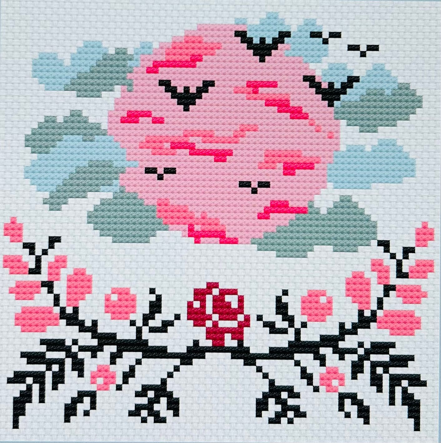 Pink Moon Cross Stitch Kit