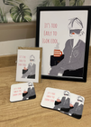 “It’s Too Early To Look Cool” – Print, Card & Coaster Set by Zoë Doodler