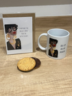“Sometimes the Boldest Looks…” – A6 Card + Red Lips Mug by Zoë Doodler