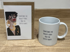 “Sometimes the Boldest Looks…” – A6 Card + Red Lips Mug by Zoë Doodler