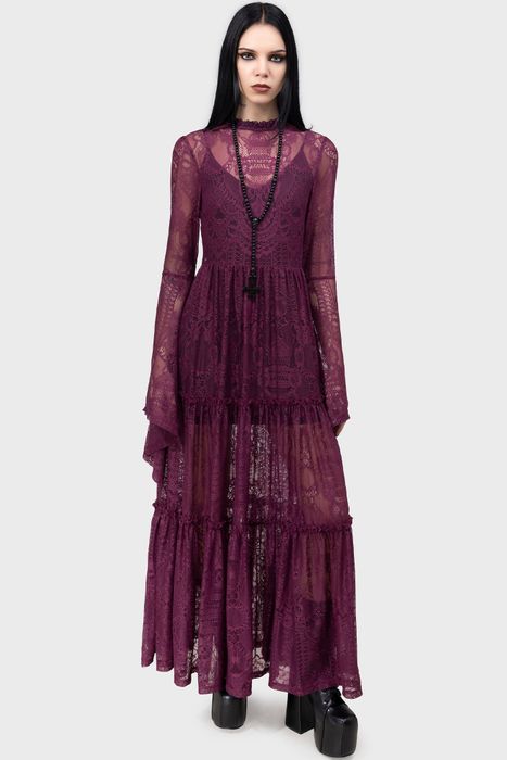 Hecate Lace Maxi Dress (Plum)
