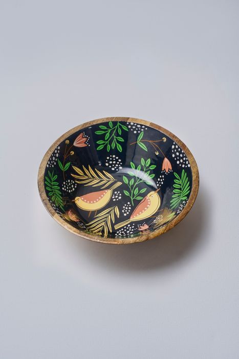 Twilight Bird Large Salad Bowl with Enamel