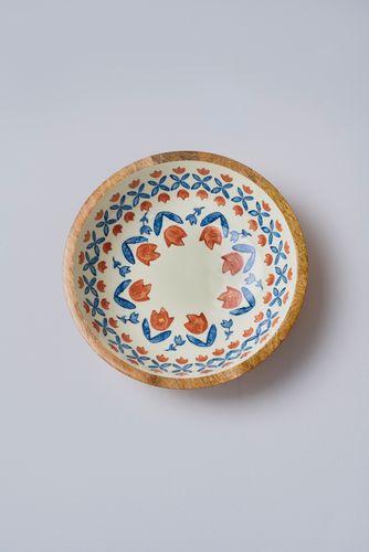 Retro Floral Wooden Bowl