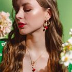 Apple Blossom & Mouse Drop Earrings