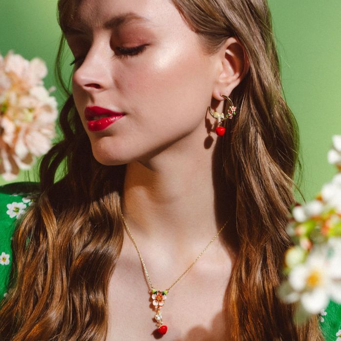 Apple Blossom & Mouse Drop Earrings