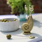Set of Four Shell Cocktail Picks in Holder