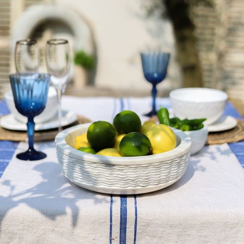 Chiselled Large White Marble Bowl