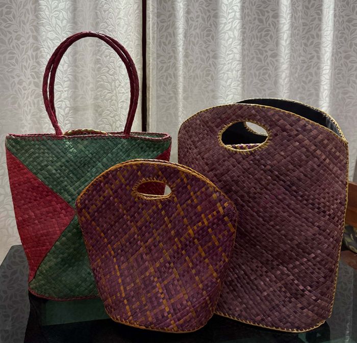 Water hyacinth and screw pine Bags and purses
