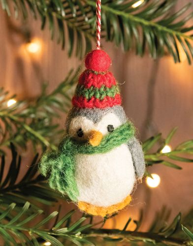 Pure Wool Felt Hand Made Christmas Decoration - Hatty Penguin