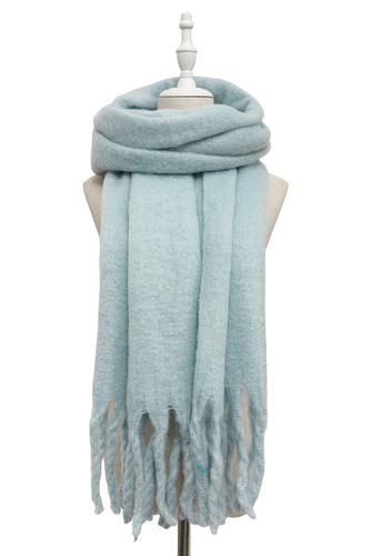 Cosy Plain Blanket Tassel Scarf