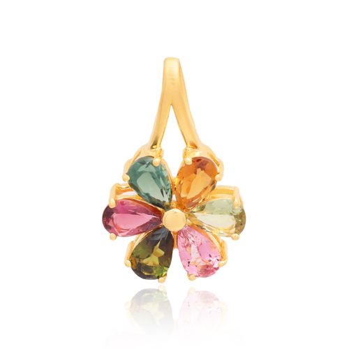 Multi Tourmaline Pear Pendant with Prong Setting