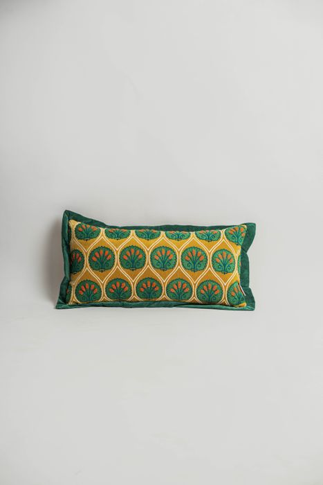 Mustard Embroidered & Tufted Cushion with filler