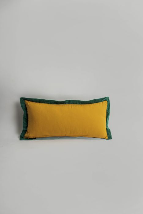 Mustard Embroidered & Tufted Cushion with filler