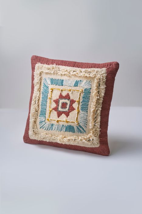 Multicolor Embroidery Cotton Cushion with filler