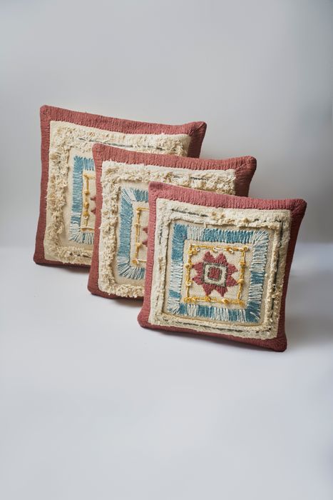 Multicolor Embroidery Cotton Cushion with filler
