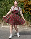 Rebel Romance Strawberry Field Stretch Flared Pinafore