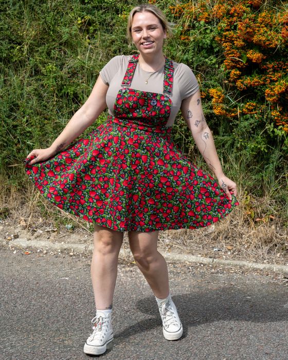 Rebel Romance Strawberry Field Stretch Flared Pinafore