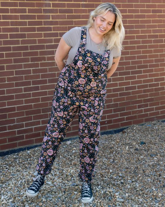 Rebel Romance Eye Spy Floral Stretch Dungarees