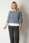 Textured Knit Jumper with Contrast Collar and Hem