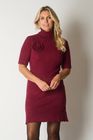 Knit Turtleneck Dress with Rosette Detail