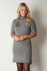 Knit Turtleneck Dress with Rosette Detail