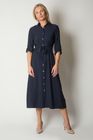 Button-Down Shirt Dress with Waist Tie