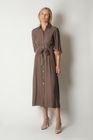 Button-Down Shirt Dress with Waist Tie