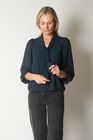 Tie Neck Long Sleeve Top with Ruffle Cuffs
