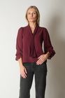 Tie Neck Long Sleeve Top with Ruffle Cuffs