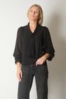 Tie Neck Long Sleeve Top with Ruffle Cuffs
