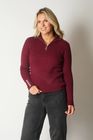 Cable Knit Quarter-Zip Sweater with Button Cuff Detail