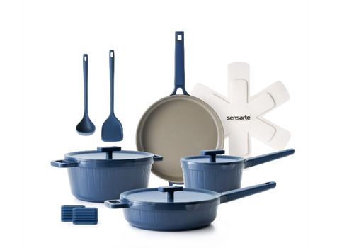 Sensarte Velvet Ceramic Nonstick Pots and Pans Set - Blue