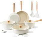 Sensarte Pasca Ceramic Nonstick Pots and Pans Set （ Black / White ）