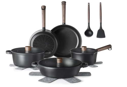 Sensarte Pasca Ceramic Nonstick Pots and Pans Set （ Black / White ）