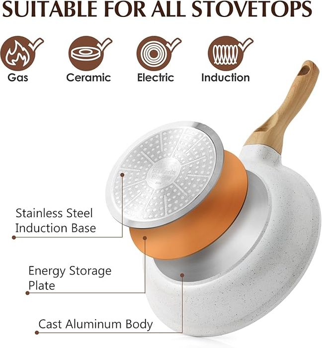Sensarte Natrual Ceramic Nonstick Pots and Pans Set