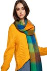Soft Chunky Checked Scarf with Tassels in Bright Multi