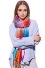 Soft Chunky Checked Scarf with Tassels in Bright Multi