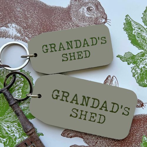 WOODEN KEY TAG - GRANDAD's SHED
